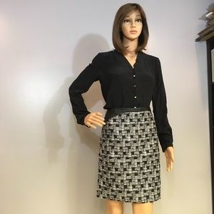 Ann Taylor Silver And Black Checkered Skirt